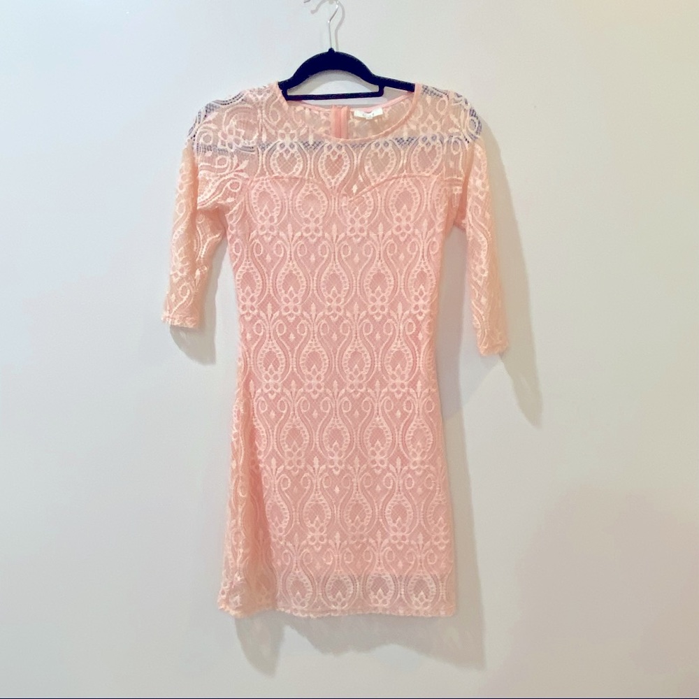 Love J Pink Lace Fitted Dress